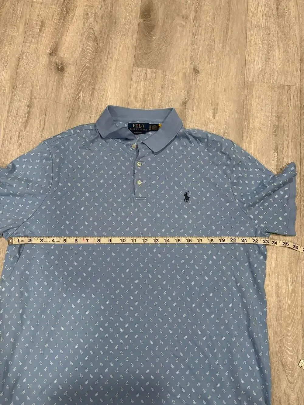 Polo Ralph Lauren Classic Fit Polo Shirt Men XL Blue Paisley Print Short Sleeve
